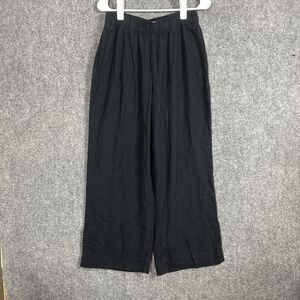 Abercrombie & Fitch Pants Womens Size M Black Linen Lined Crop wide leg